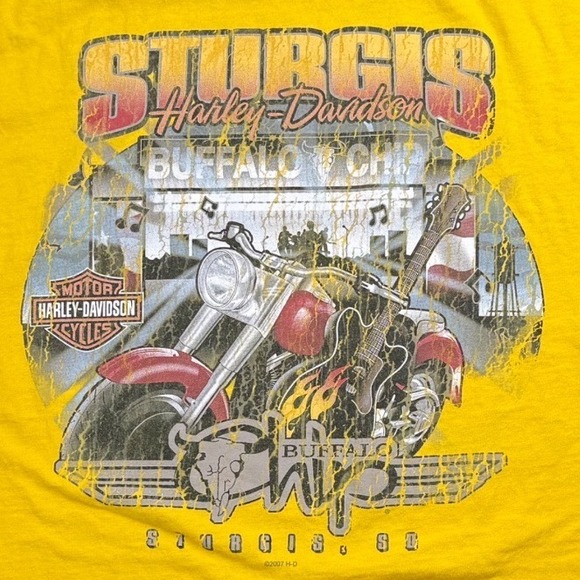 Harley Davidson Sturgis Black Hills Rally 2008 Yellow T Shirt Large USA - Picture 4 of 8
